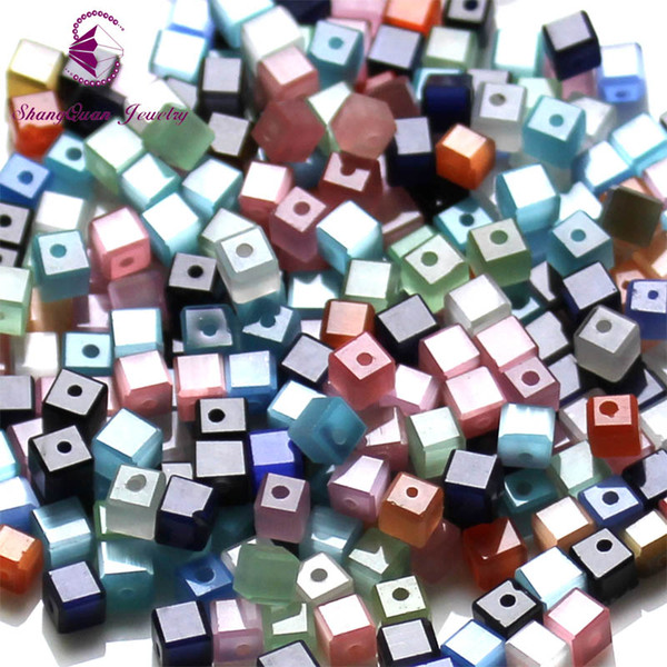 500pcs Multi Color Cat Eye Square Beads For Jewelry Making Decorative DIY Beads Material Cat Eye Cube Beads Free Shipping