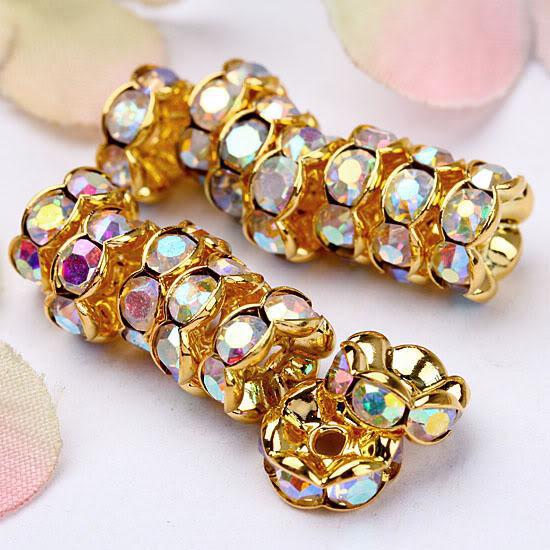 Promotion 8MM Crystal AB Rhinestone Crystal Spacer Bead Findings, Wave-shaped Rondelle Spacer Beads