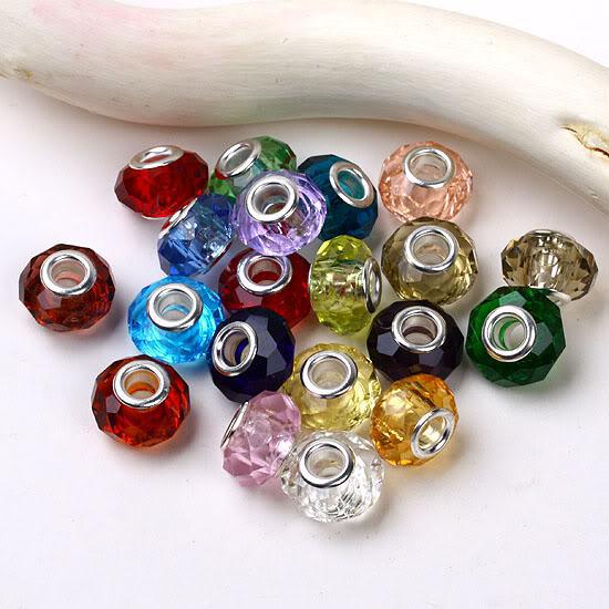 Free Shipping High-quality Multicolor Crystal Glass Fit Bracelet Loose Bead, 50pcs/lot