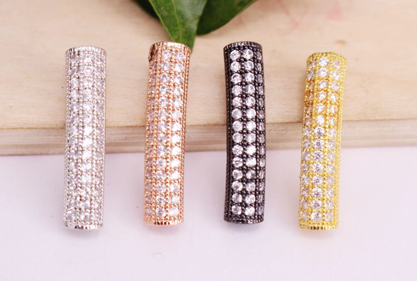 HOT 8Pcs Micro Mix plated Circular bend tube shape Copper Metal White CZ /Zircon beads connector pendant/bracelet/necklace,Jewelry Findings