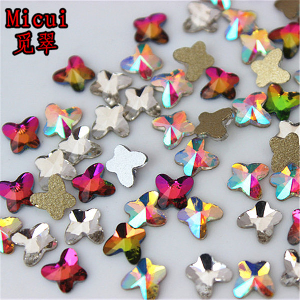 Micui 100PCS 5*5.2mm Butterfly Shape HotFix Flatback Crystals Glass Rhinestones Nail Rhinestone For DIY Clothes Applique ZZ712