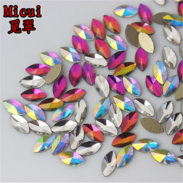 Micui 100PCS 3*6mm Horse eye Non HotFix Flatback Crystals Glass Rhinestones Nail Rhinestone Stones For DIY Clothes Applique ZZ713