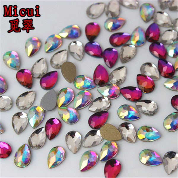 Micui 100PCS 4*6mm Drop Non HotFix Flatback Crystals Glass Rhinestones Stones Nail Rhinestone Strass DIY Clothes Applique ZZ711