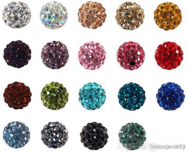 100pcs/lot lowest price 10mm mixed multi color ball Crystal Shamballa Bead Bracelet Necklace Beads.Hot z94 beads Lot!Rhinestone DIY s36121 j