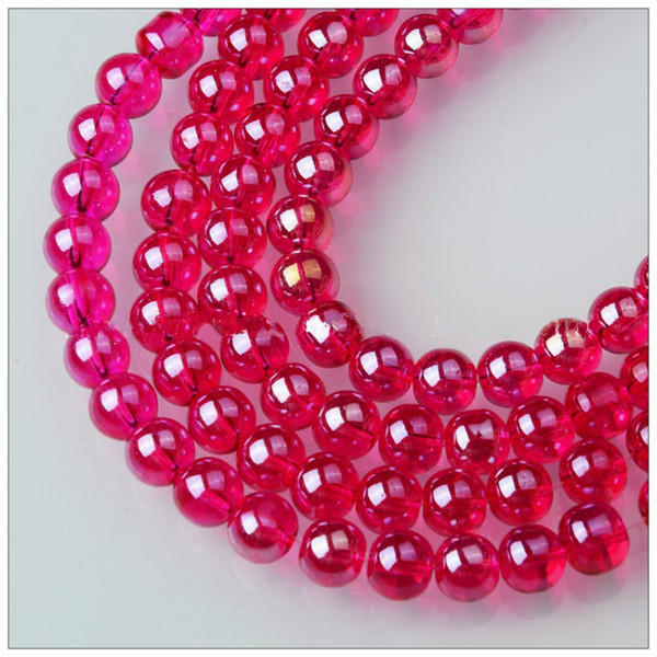 8mm/10mm Glass Crystal Dazzling Round Spacer Beads For DIY Jewelry/Decoration Making Rose Red/Pink/White/Champagne