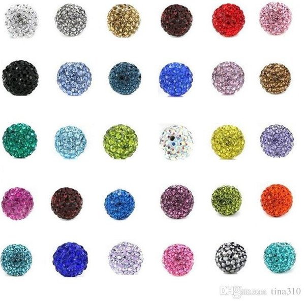 Cheap! free shipping 100pcs/lot 10mm Mixed Color Micro Pave CZ Disco Ball Crystal Shamballa Bead Bracelet Necklace Beads 2894