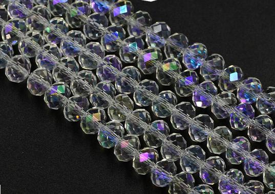 500PCS/lot White AB Faceted Glass Crystal Rondelle Spacer Beads charms For Jewelry Making 4mm 6mm 8mm