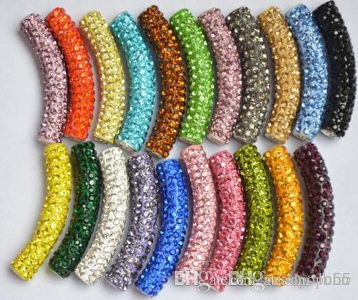 Best DIY free shipping Mixed 12 Color In Random long bending tube crystal Bead Bracelet Necklace Beads.MJPW Wholesale! Stock!Mixed Lot! w93