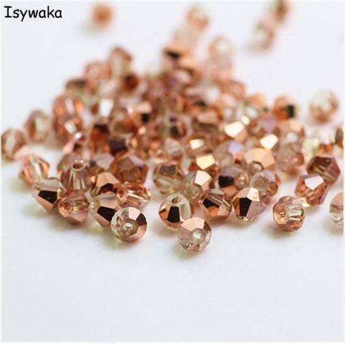 Sale Red copper Color 100pcs 4mm Bicone Austria Crystal Beads charm Glass Bead Loose Spacer Bead for DIY Jewelry Making