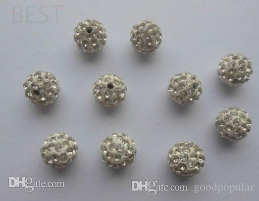 Best! free shipping 6mm white Micro Pave CZ Disco Ball Crystal crystal Bead Bracelet Necklace Beads.MJPW Wholesale! Stock!Mixed Lot! w93