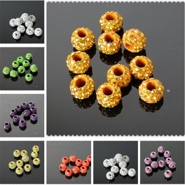 Macroporous round beads 10mm shamballa crystal loose beads Rhinestone mix order 60pcs per lot for bracelet earring ring DIY 2524