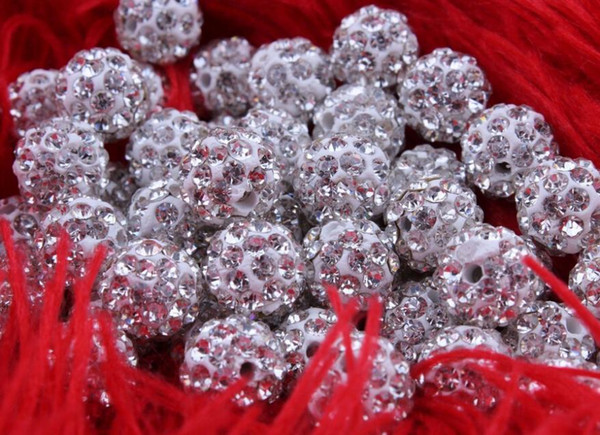 Cheap! free shipping 1000pcs/lot white 10mm Micro Pave CZ Disco Ball Crystal Shamballa Bead.Best bead for Bracelet .