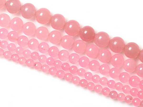 2017 Hot sale 4mm 6mm 8mm 10mm 12mm 14mm manual DIY Pink Chalcedony beads jade Pink Jade Bead Fit Bracelet Necklace