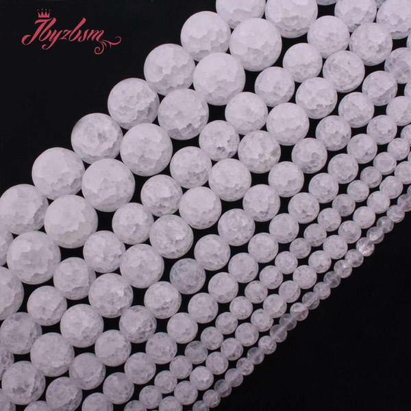 6,8,10mm Round Bead Frost Craceked White Rock Crystal Quartz Stone Beads For Necklace Bracelat Jewelry Making 15