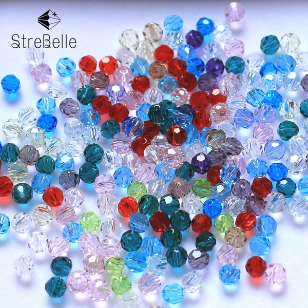 Free shipping multi color 4mm 2000PCS Bicone crystal beads Cut Faceted Round Glass Beads bracelet necklace Jewelry Making DIY