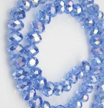 100pcs/lot 8MM lake BLUE AB Faceted Crystal rondelle spacer Beads DIY Jewelry making