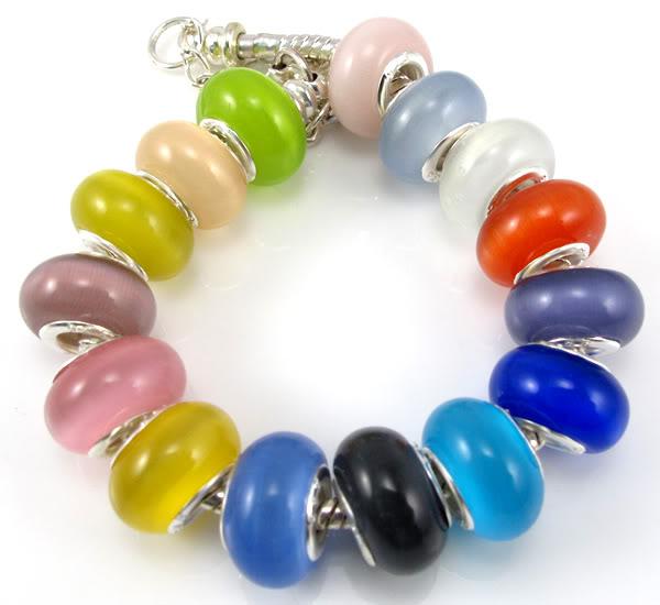 500pcs Mix Colors Glass Big Hole Loose Spacer Beads Murano Beads To Charm Bracelet