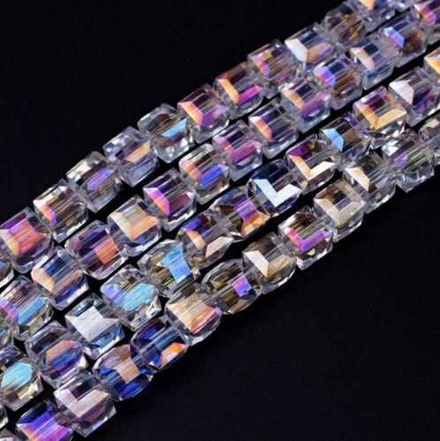 300pcs/lot White AB Colorful Square Austria Crystal Beads charm Glass Beads Spacer Bead For Jewelry Making 4mm 6mm 8mm