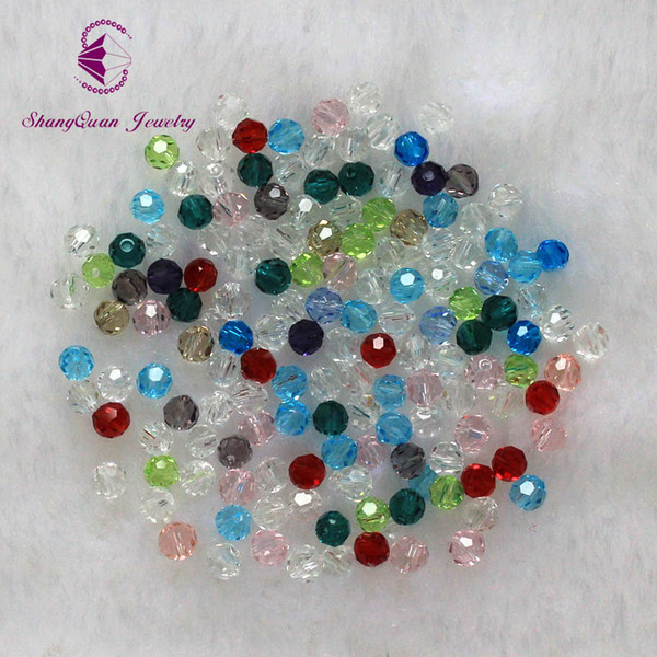 Free shipping multi color 4mm 2500PCS Bicone crystal beads Cut Faceted Round Glass Beads bracelet necklace Jewelry Making DIY