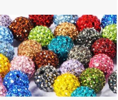 3000pcs free shipping 10mm Mixed Color Micro Pave CZ Disco Ball Crystal Shamballa Bead Bracelet Necklace Beads