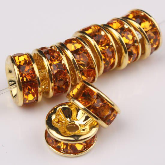 10MM Wheel-Shaped Brown Rhinestone Crystal Spacer Beads Jewelry Findings, Rondelle Beads, 100pcs/lot