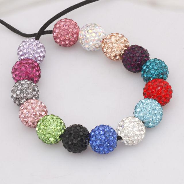 Shining 10mm Colorful Pave Crystal Disco Ball Bead Round Spacer Beads Fit Bracelet 300pcs