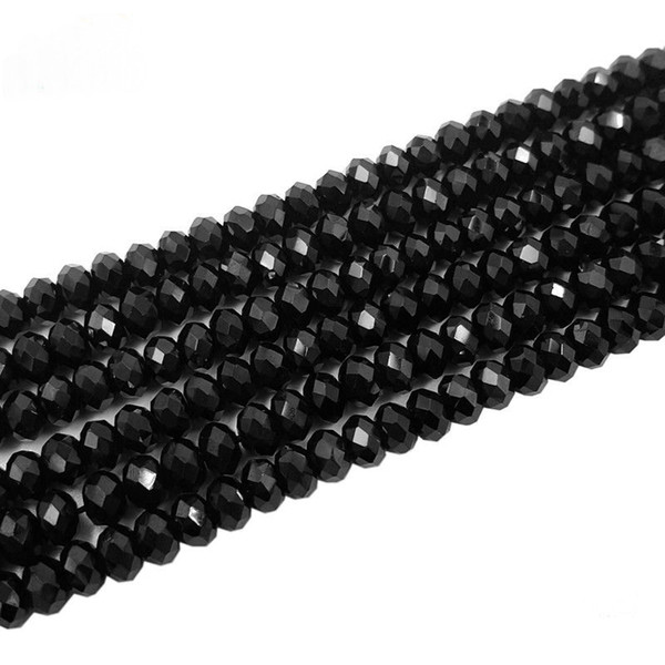 Natural Black Spinel Abacus shape Faceted bead 4x6mm DIY Jewelry Making 15''