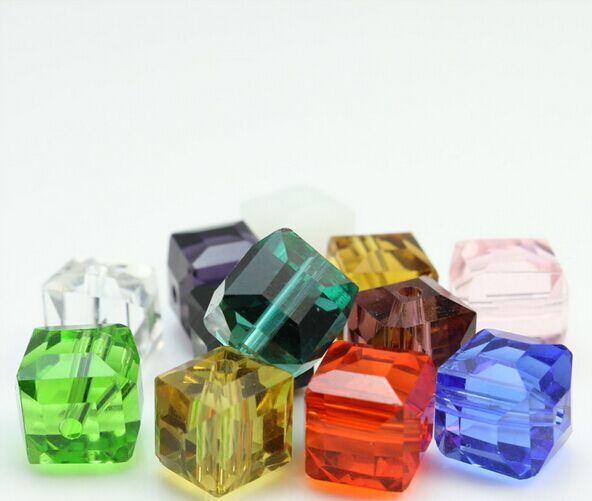 500PCS/lot mixed Faceted Suqare Crystal Glass Loose Spacer Beads charms For Jewelry Making 4mm 6mm 8mm