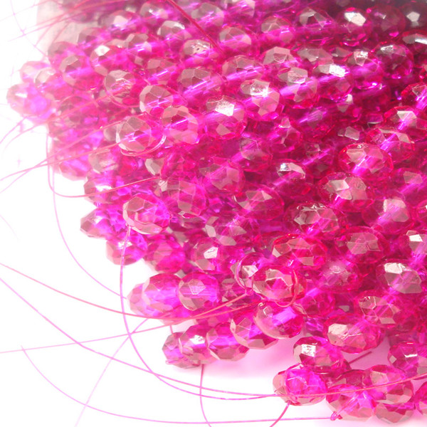 70Beads/Piece 8MM Stringed Glass Crystal Faceted Spacer Loose Beads Blue/Green/Rose Red/Red DIY Jewelry Making Accessory