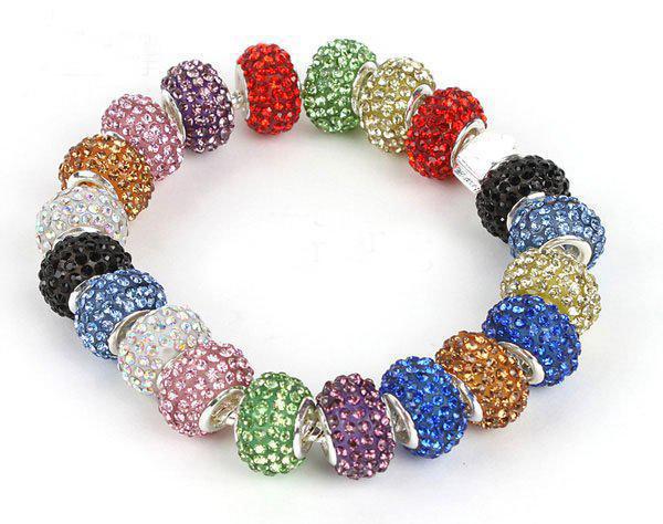 120pcs 14MM Multicolor Resin Rhinestone Beads Silver Plated Core Crystal Loose Beads Fit Braceles