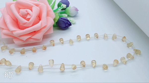 Popular adorn article 5 natural crystal yellow water droplets 26 grain of semi-finished products fashion style free bead bead necklace