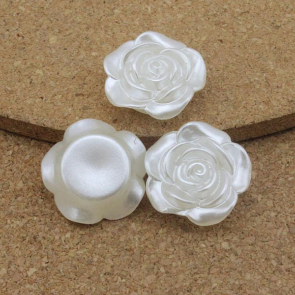 20pcs/lot 18mm Flatback White Simulated Flower Pearl Beads Charms Jewelry Making Material DIY Crafts Pearl Beads for Decoration