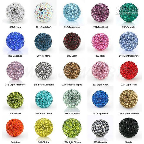 Cheap! free shipping 100pcs/lot 10mm Mixed Color Micro Pave CZ Disco Ball Crystal Bead Bracelet Necklace Beads.