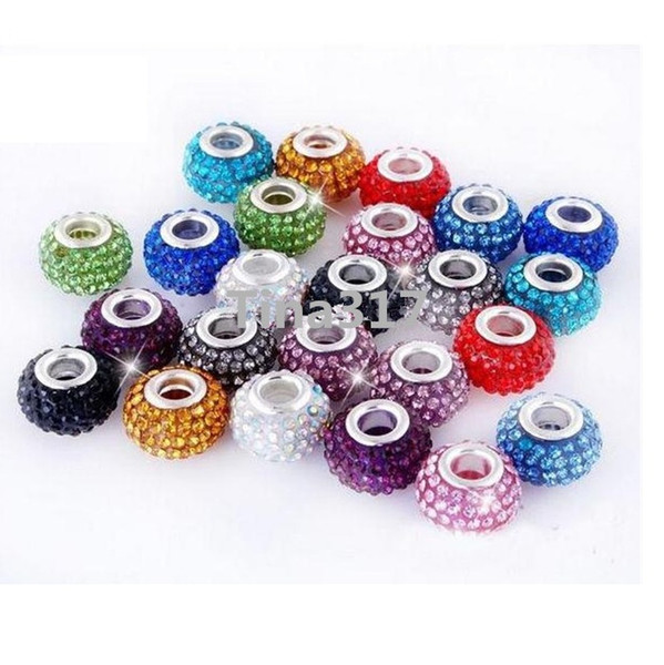 New Multicolor New Resin Rhinestone Shamballa Bead Silver Plated Core Crystal Loose Necklace Beads Fit Braceles 2525