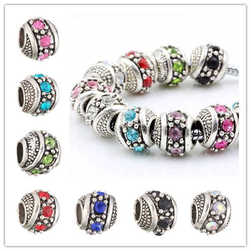 Silver Plated Crystal Loose Beads charms Fit European Charm European DIY Luxurious Women Jewelry Bracelet&Necklace