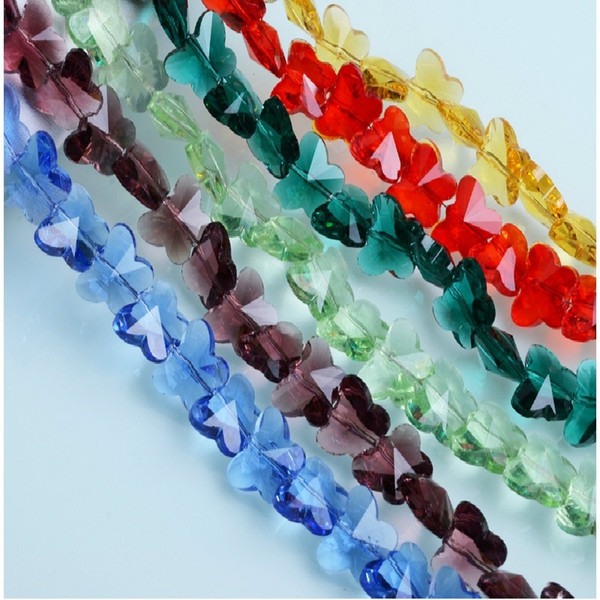 100PCS Beads Per Lot Artificial Crystal Butterfly DIY Necklace/Bracelet Beads Fashion Accessories Glass Pendant Bead for Jewelry Making