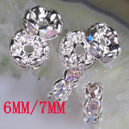 6MM / 7MM Crystal AB Rhinestone Crystal Spacer Bead Findings, Wave-shaped Rondelle Spacer Beads