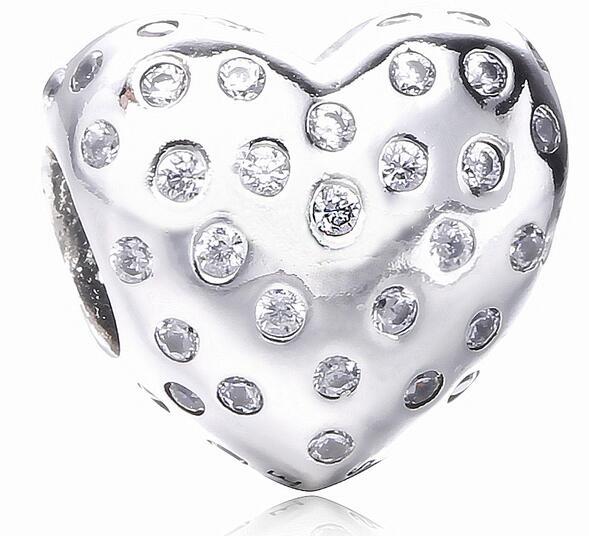 Valentine Gift Crystal Heart Charm Fit For Pandora Bracelet DIY Bead Charm 925 Sterling Silver Jewelry