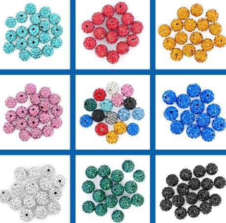 100pcs/lot fasion best 10mm mixed multi color ball Crystal Bead Bracelet Necklace Beads.Hot new beads Lot!Rhinestone DIY spacer