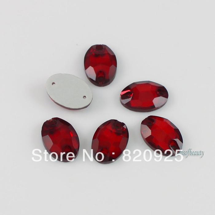 Lot 36 Light Siam Red Glass Crystal Flatback Oval Sew On Rhinestone 11X16mm