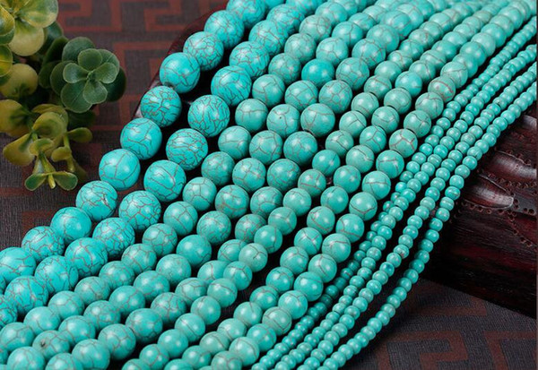 2017 Hot sale Turquoise manual DIY beads 4mm 6mm 8mm 10mm 12mm 14mm Turquoise Bead Fit Bracelet Necklace