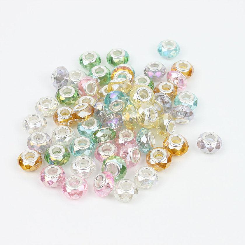 925 silver 100pcs glass crystal bead silver plated core fit Chamilia Biagi Italian Bead Charm