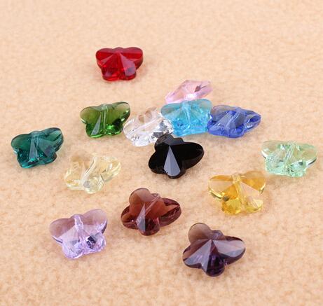 butterfly design , heart shape Crystal pendant DIY beads for jewelry mixed colors sold per bag of 200 pcs