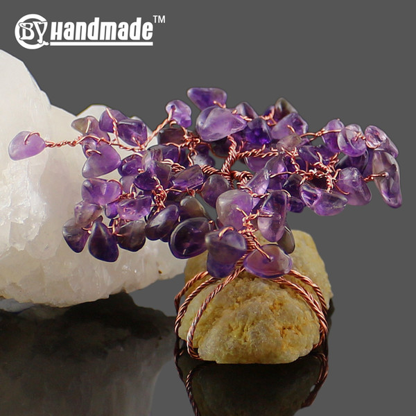 Original creative features natural crystal by hand winding life tree furnishing articles cross-border trade jewelry crafts