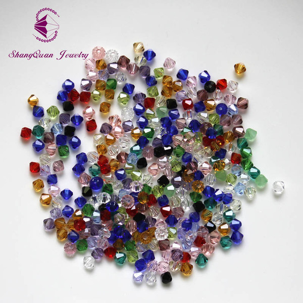 Free Shipping wholesale 1500pcs 5301 4mm crystal Beads Mixed colors Crystal Bicone Beads for Jewelry Making