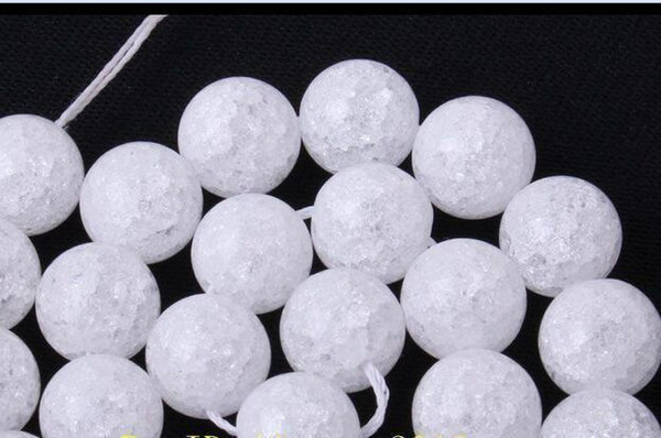 New 6,8,10-20mm Natural Cracked Rock Crystal Quartz Round Gem Beads Strand 15