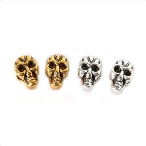 100PCS/lot Tibetan Silver Big Hole Beads Big Hole Skull Spacer Beads For Jewelry Making DIY Bracelet Necklace 12x8mm