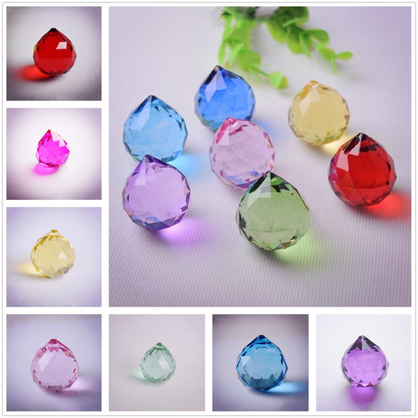 Hot Multicolor 30mm Hanging Crystal Balls Sphere Prism Pendant Spacer Beads For Home Wedding Glass Lamp Chandelier Decoration