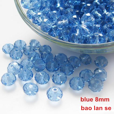 glass crystal beads charms necklace bracelet diy round wheel 5040 flat lucency blue woman men for beading chains 8mm jewelry findings 5 sets