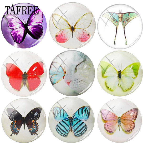 TAFREE Elegant Butterfly Animal Design 25mm DIY Glass Cabochon Dome Clip Art Picture Keychain Necklace Charms Jewelry Accessories